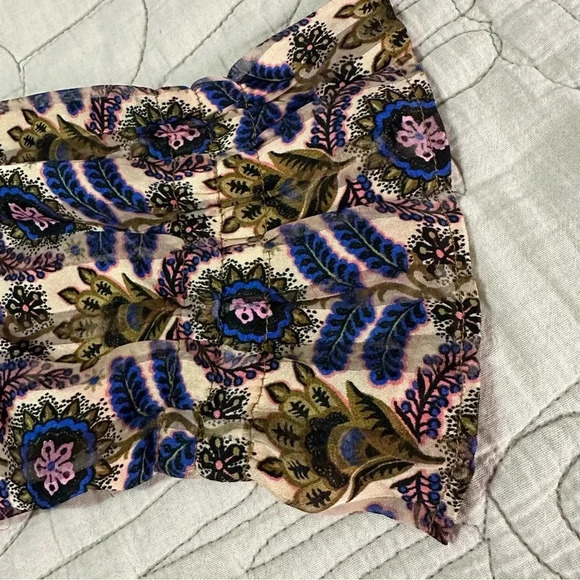 SCOTCH & SODA Ruffle Top Beautiful Floral Blue Pink Black Gold Size Large - Picture 12 of 15